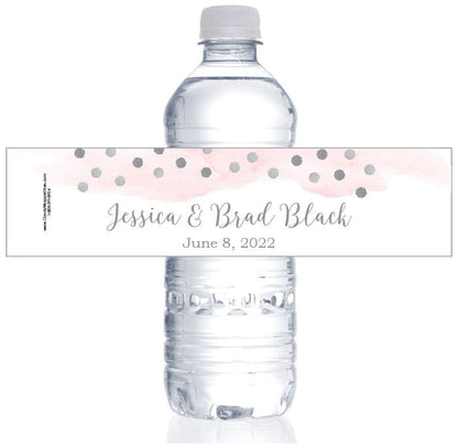 WBWA382 - Golden Dots Watercolor Wedding Water Bottle Label Golden Dots Watercolor Wedding Water Bottle Label Party Favors WA382