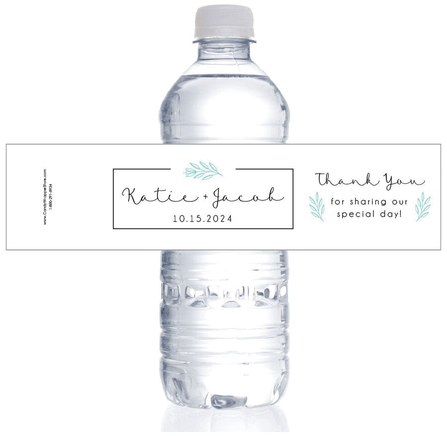 WBWA475 - Simple Hand Drawn Floral Accent Wedding Water Bottle Label Simple Hand Drawn Floral Accent Wedding Water Bottle Label WA475