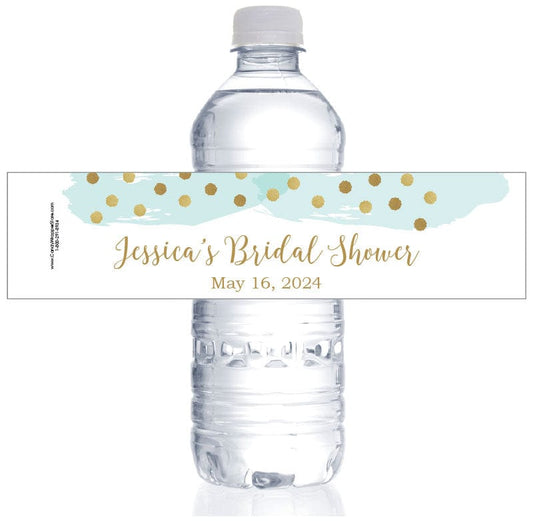 WBWS382 - Golden Dots Watercolor Bridal Shower Water Bottle Labels Wild Greenery Bridal Shower Water Bottle Labels Party Favors WS382