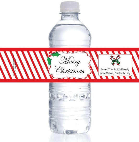 WBXMAS209 - Christmas Candy Cane Water Bottle Labels Christmas Candy Cane Water Bottle Labels XMAS209