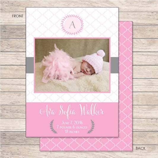 Whimsy Wreath Baby Girl Birth Announcement Birth Announcement Candy Wrapper Store