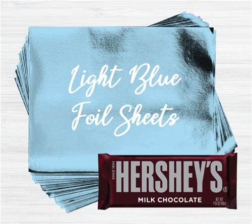 Wholesale Light Blue Paper Backed Foil - 500 sheets Light Blue Foil Sheets for Over Wrapping Chocolate Bars - Candy Wrapper Store Candy & Chocolate Foil500paper