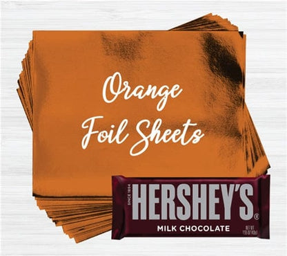 Wholesale Orange Paper Backed Foil - 500 sheets Orange Paper Backed Foil Sheets for Over Wrapping Chocolate Bars - Candy Wrapper Store Candy & Chocolate Foil500paper