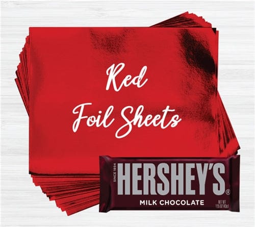 Wholesale Red Paper Backed Foil - 500 sheets Red Paper Backed Foil Sheets for Overwrapping Chocolate Bars - Candy Wrapper Store Candy & Chocolate Foil500paper