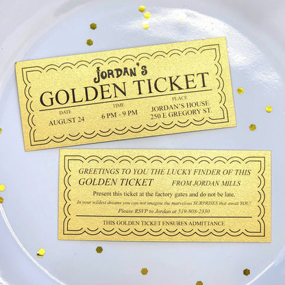 Willy Wonka Golden Ticket - GOLDENTICKET1 Willy Wonka Golden Tickets for Candy Bars Invitations GOLDENTICKET