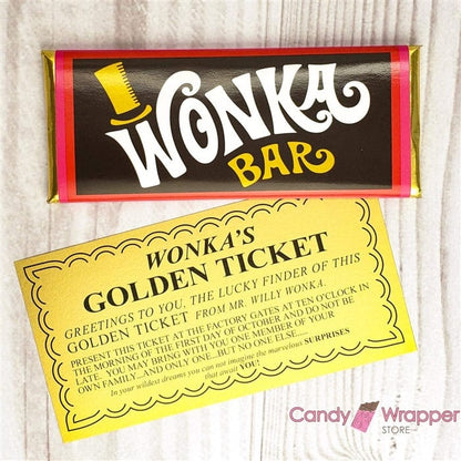 7.56 Oz. Sized Willy Wonka Chocolate Bar Wrapper & Golden Ticket no  Chocolatemore Products in Our Store 