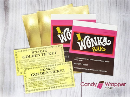 Wonka Bar Candy Wrapper and Golden Tickets Party Favors wonka