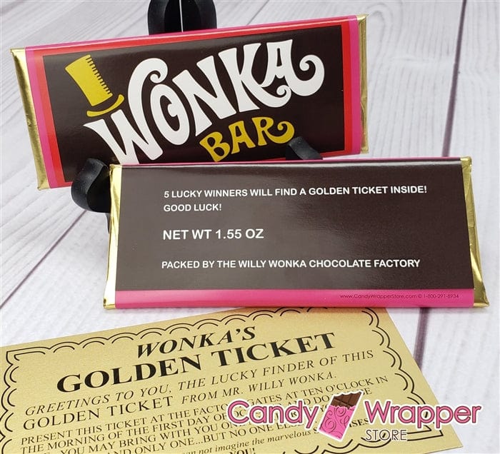 Wonka Bar Candy Wrapper and Golden Tickets Party Favors wonka