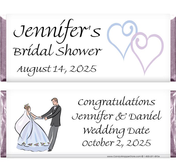 WS209 - Double Heart Wedding Shower Candy Bar Wrappers Double Heart Wedding Shower Candy Bar Wrappers Wedding Favors WS209