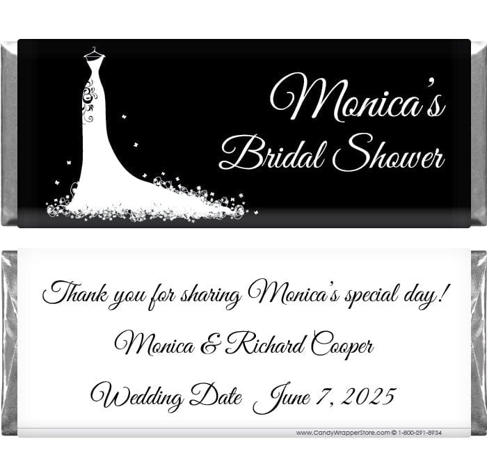 WS228 - Bridal Shower Elegant Dress Candy Bar Wrappers Bridal Shower Elegant Dress Candy Bar Wrappers Candy Wrapper Store
