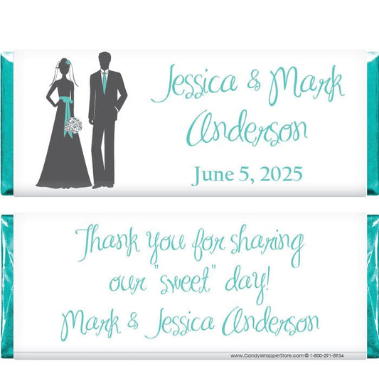 WS230 - Bride and Groom Silhouette Candy Bar Wrappers Bride and Groom Silhouette Candy Bar Wrappers Wedding Favors WS230