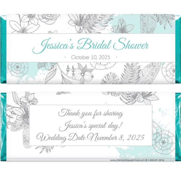 WS332 - Romantic Floral Bridal Shower Candy Bar Wrapper Romantic Floral Bridal Shower Candy Bar Wrapper Candy Wrapper Store