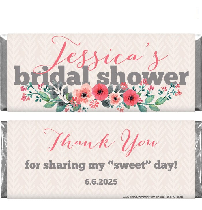 WS358 -  Floral Centerpiece Bridal Shower Candy Bar Wrapper Floral Centerpiece Bridal Shower Candy Bar Wrapper Birth Announcement WS358