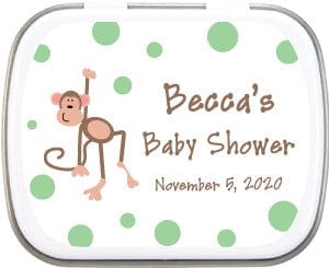 WTBS249 - Monkey Baby Shower White Mint Tins Monkey Baby Shower White Mint Tins BS249