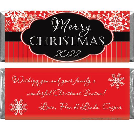XMAS221 - Merry Christmas Snowflakes and Stripes Candy Bar Wrapper Merry Christmas Snowflakes and Stripes Candy Bar Wrapper Candy Wrapper Store