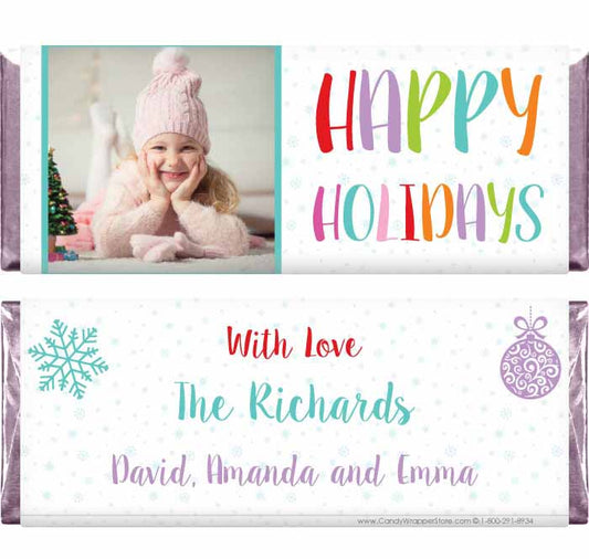 XMAS233PHOTO - Colorful Happy Holiday with Photo Christmas Candy Wrappers Colorful Happy Holiday with Photo Christmas Candy Wrappers Candy Wrapper Store