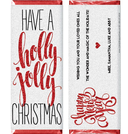 XMAS257 - Have a Holly Jolly Glitter Christmas Candy Bar Wrapper Have a Holly Jolly Christmas Candy Bar Wrapper Candy Wrapper Store