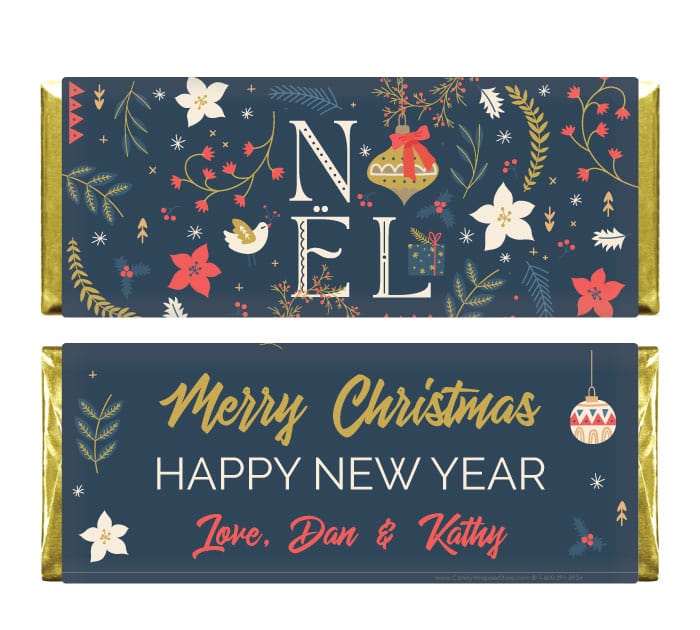 Personalized Navy and Gold Noel Christmas Candy Bar Wrapper – Candy ...
