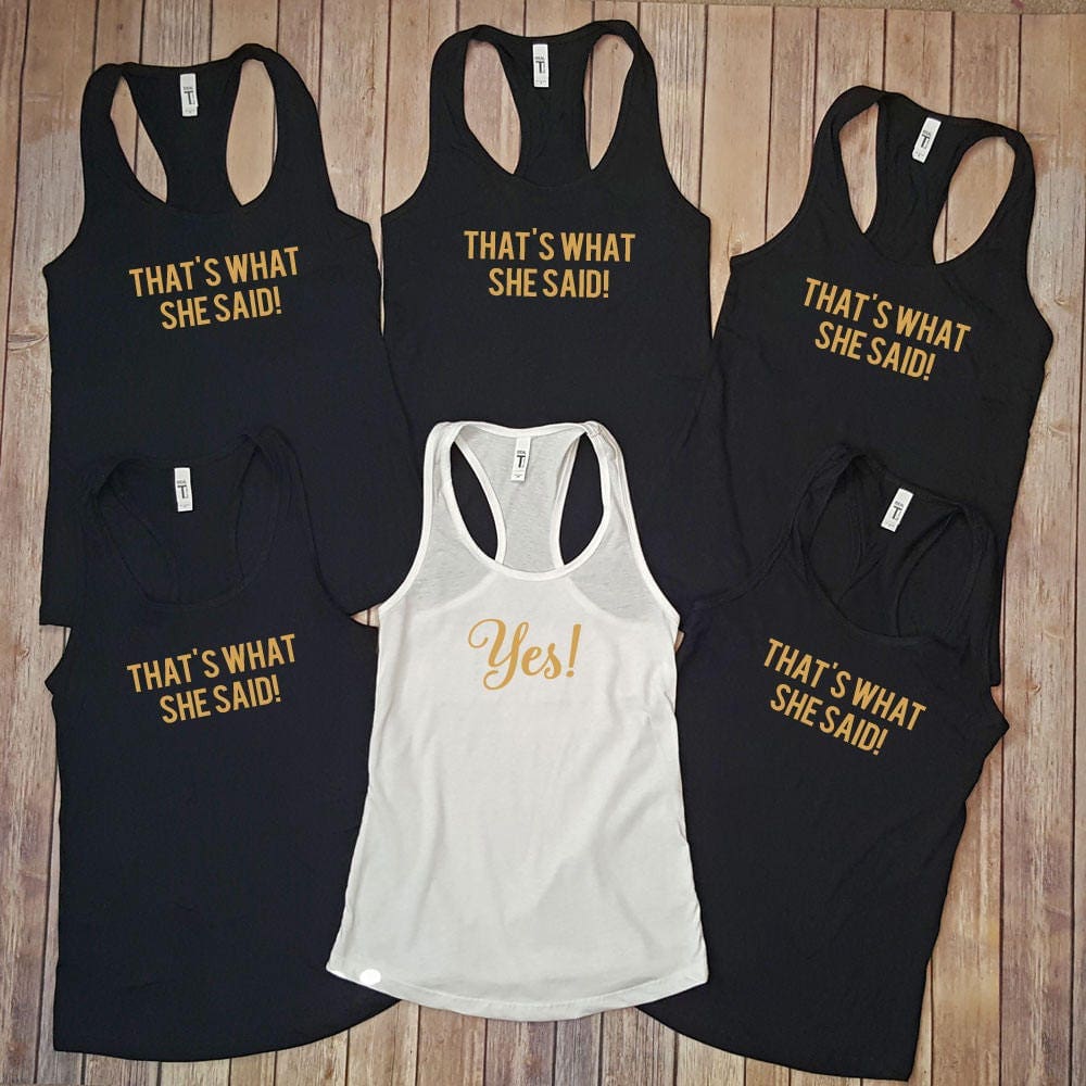 Yes! That's What She Said! Funny Bachelorette Party Racerback Tank Tops Candy Wrapper Store