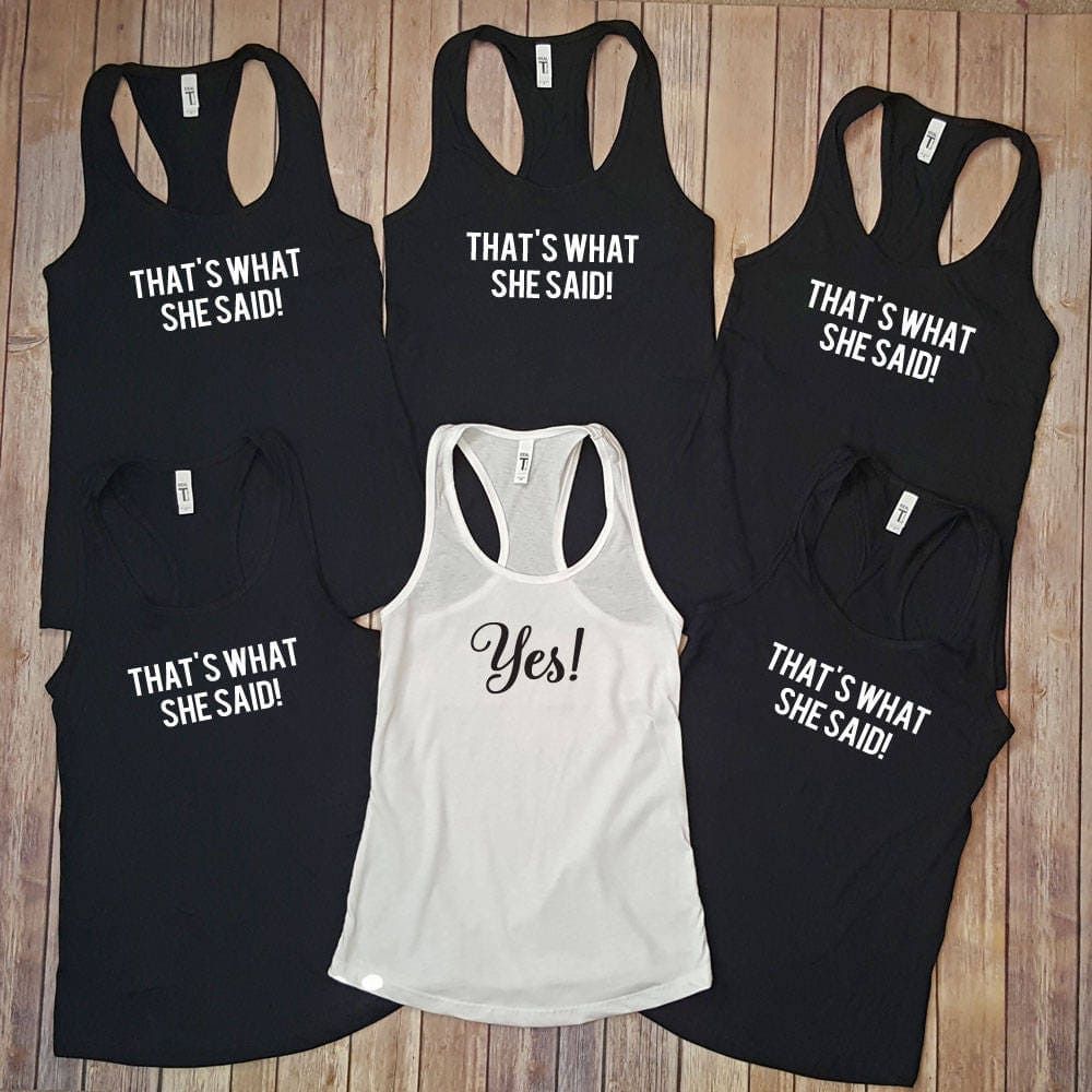 Yes! That's What She Said! Funny Bachelorette Party Racerback Tank Tops Candy Wrapper Store